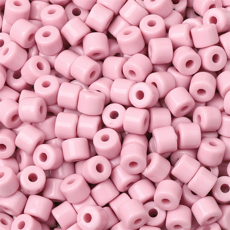 Cream Colored Pony Beads Acrylic 6mm Matte Wide Hole 50pcs 12