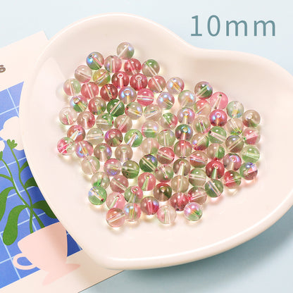 Transparent Double Color Glass Beads 10mm Glossy Shimmer 10pcs 7