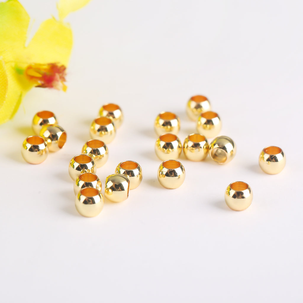 Brass Round Metal Beads 4/5mm Smooth Large Hole 100pcs 2