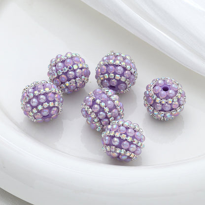 Embellished Bubblegum Beads 20mm Pearl Wrapped with Rhinestone Chain 4pcs 16