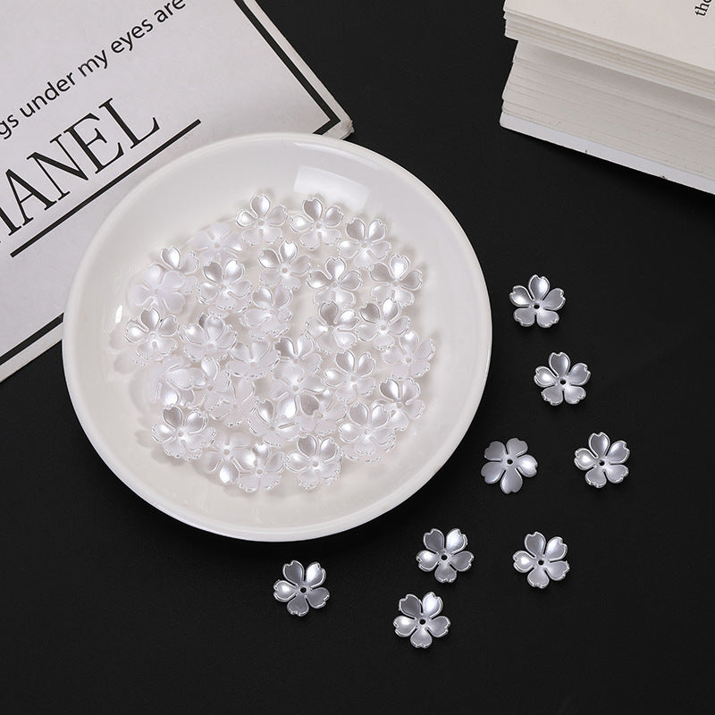 Five-Petal Flower Acrylic Beads 15mm Soft Pearly White 500pcs 4
