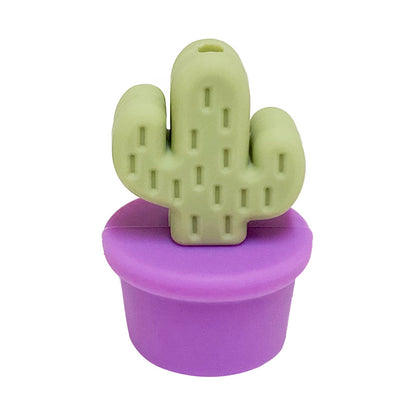 Silicone 3D Focal Beads Flowerpot Cactus Textured Vibrant Pots 20pcs 21