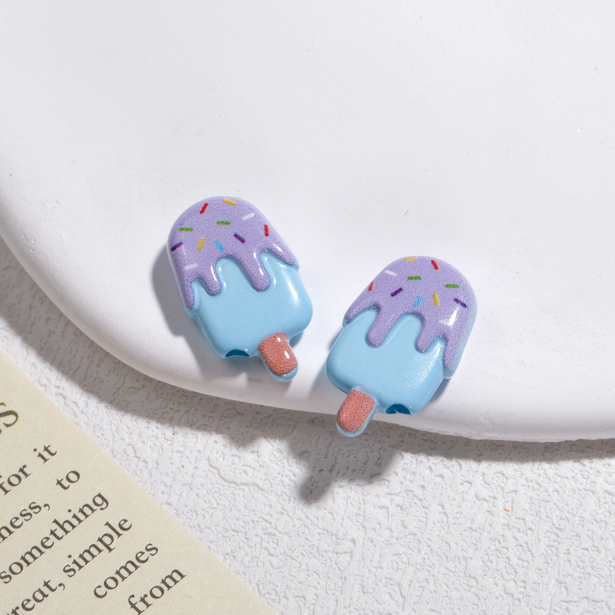 Painted Popsicle Acrylic Beads 20mm Colorful Drip Design 50pcs 13