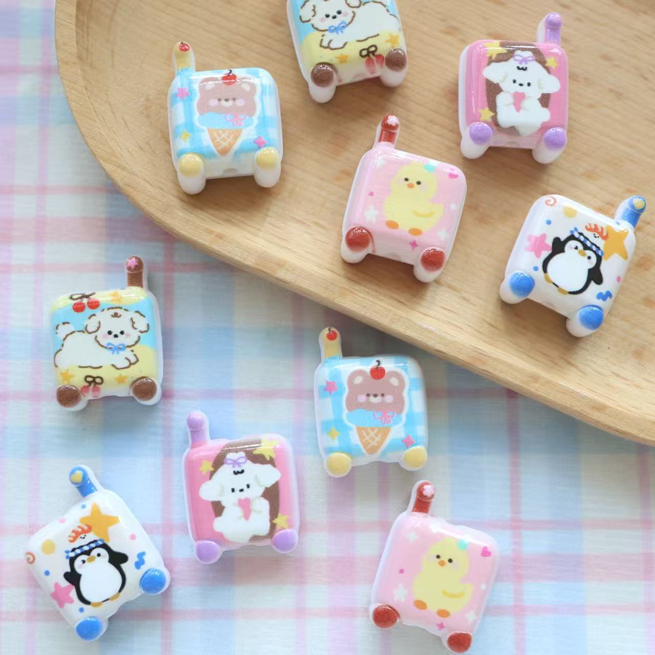 Double-Sided Printed Cartoon Square Acrylic Beads 21mm 20pcs 2