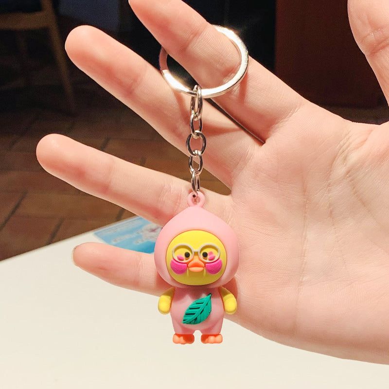 Silicone Fruit Theme Cartoon Duck Keychain Vibrant Colors 8
