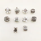 Plant Series Metal Beads Large Hole Antique Silver Tone 30pcs