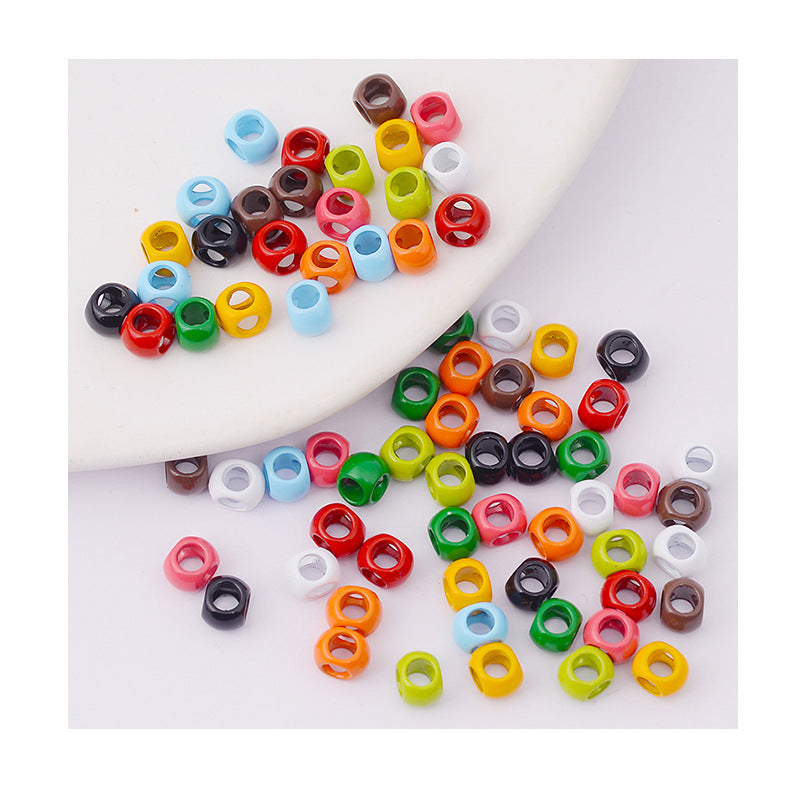 Cube Metal Beads 5mm Baking Painted Zinc Alloy 50pcs 3
