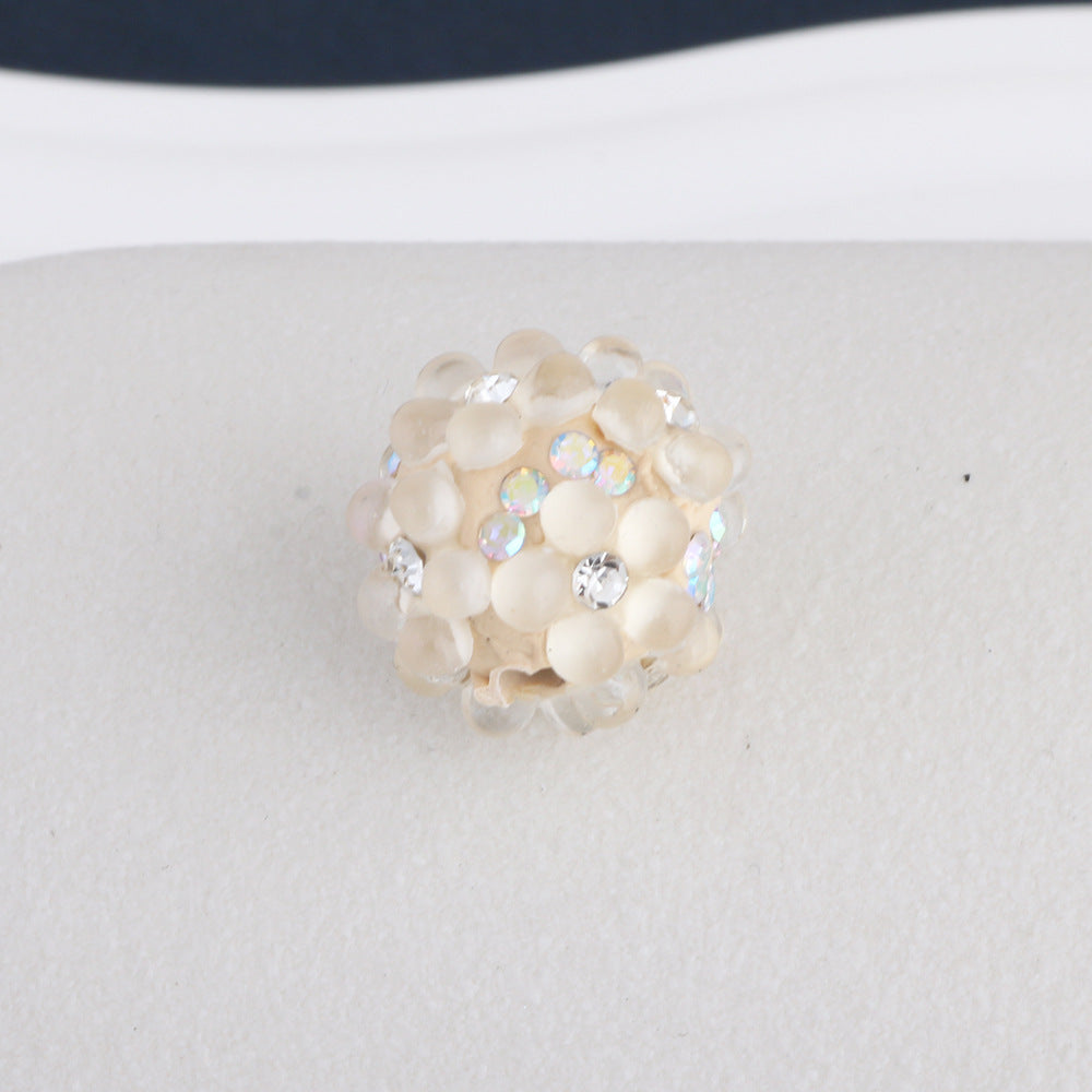 Flower Pattern Rhinestone Bubblegum Beads 15mm Polymer Clay 10pcs 7