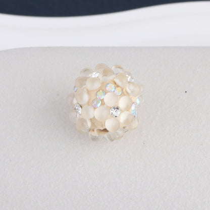 Flower Pattern Rhinestone Bubblegum Beads 15mm Polymer Clay 10pcs 7