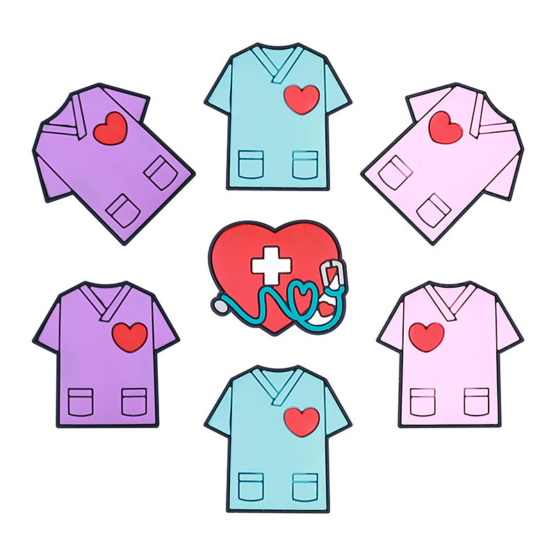 Silicone Focal Beads Nurse Clothing Red Heart Stethoscope 20pcs