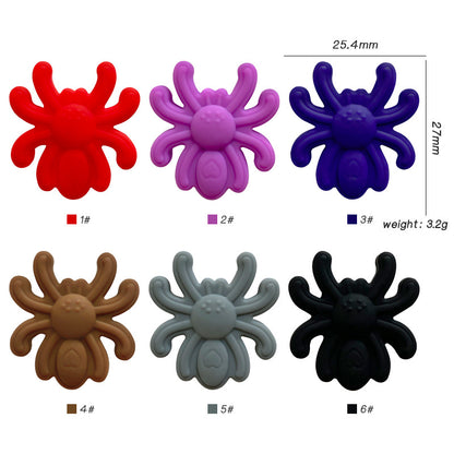 Silicone Focal Beads Spider Solid Color Smooth Texture 20pcs 2