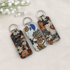 Blossom Pattern Chapstick Holder Neoprene Functional Keychain 3pcs
