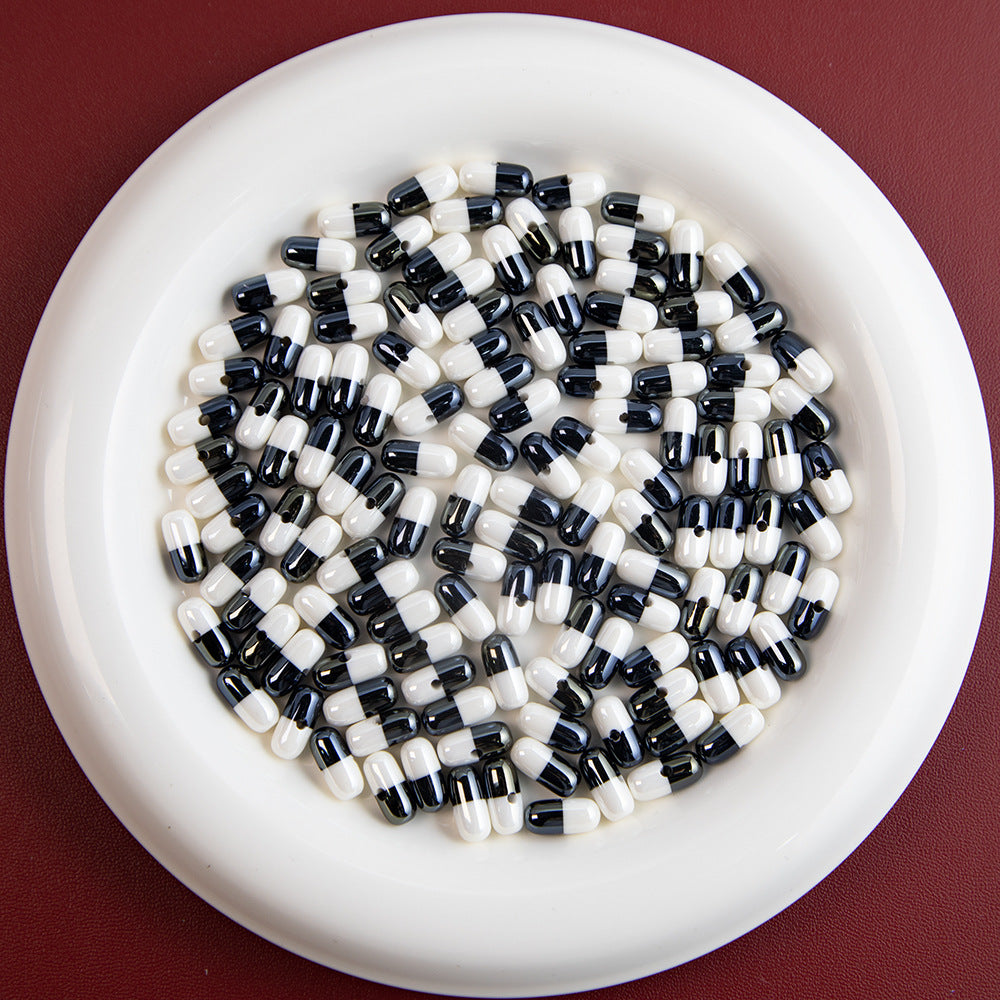 Plating Capsule Resin Beads 12mm Glossy Two Tone 20pcs 15