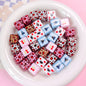 Leopard Bow Print Acrylic Square Beads 14mm Colorful Glossy 10pcs 12