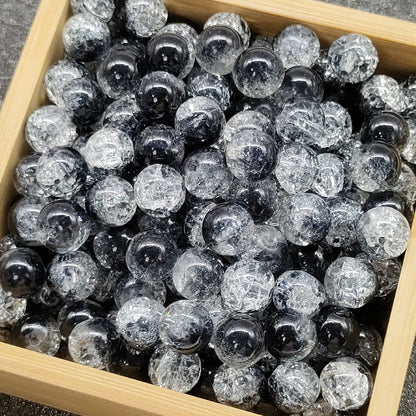 Crackle Glass Beads Round 10mm Transparent Mixed Colors 50pcs 36