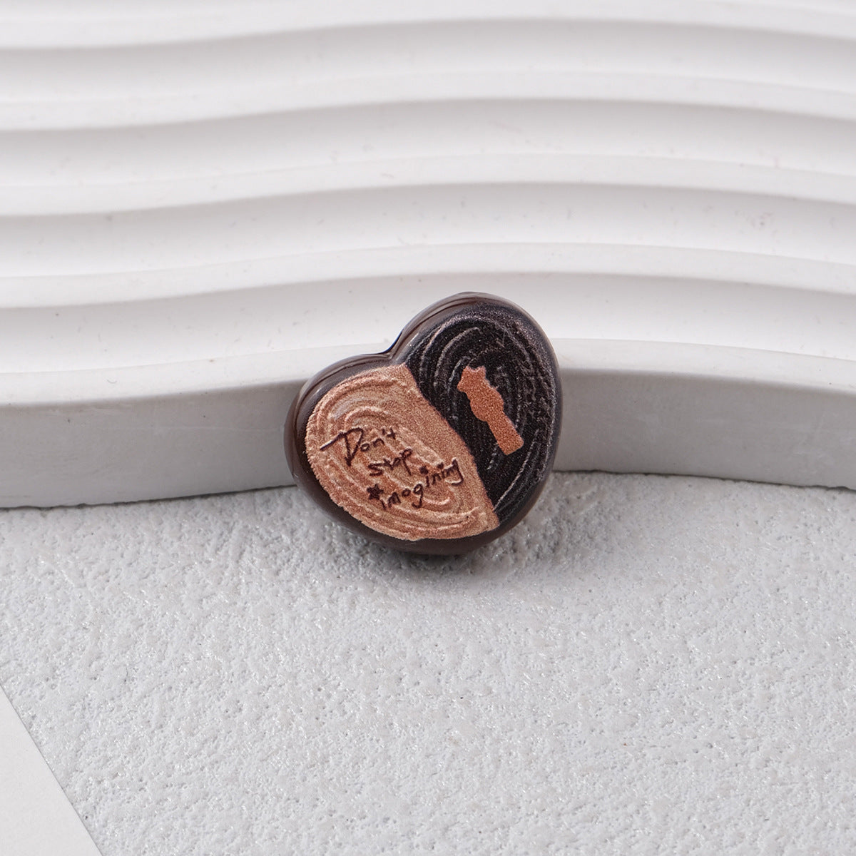 Coffee Bean Heart Acrylic Beads 22mm Rustic Woodgrain Texture 20pcs 7