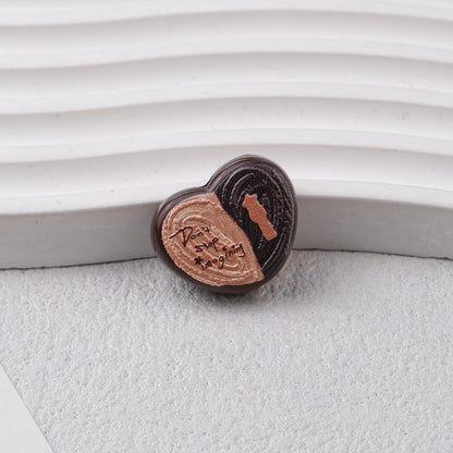 Coffee Bean Heart Acrylic Beads 22mm Rustic Woodgrain Texture 20pcs 7