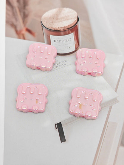 UV Plating Toast Baby Acrylic Flat Beads 24mm Colorful 50pcs 9