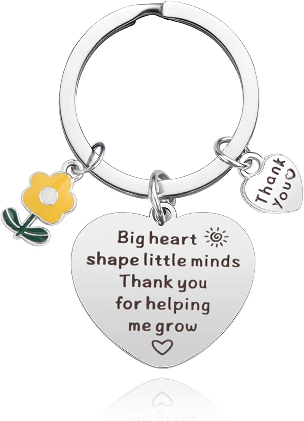 Flower Heart Keychain Stainless Steel Engraved Red Charm 6