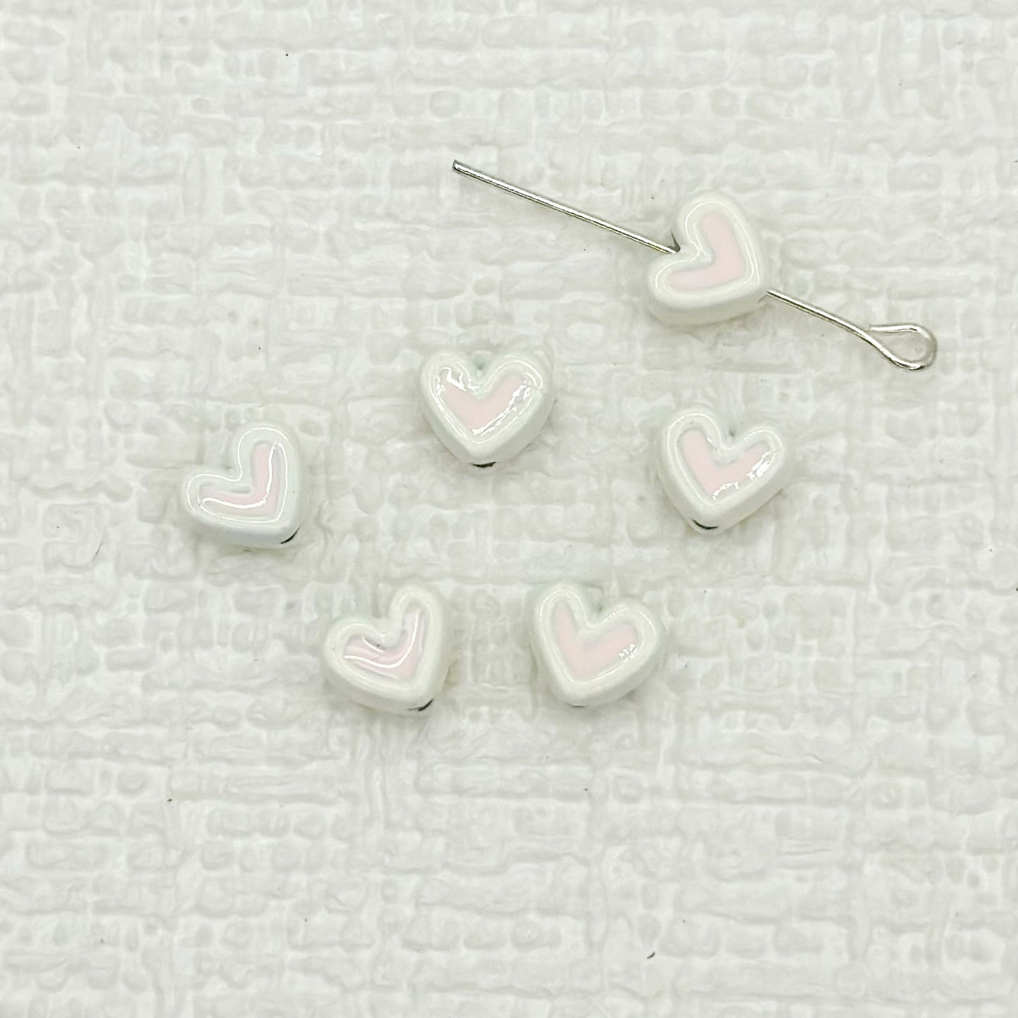 Heart Metal Beads 8mm Two-Tone Enamel Baked Finish 20pcs 7