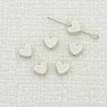 Heart Metal Beads 8mm Two-Tone Enamel Baked Finish 20pcs 7