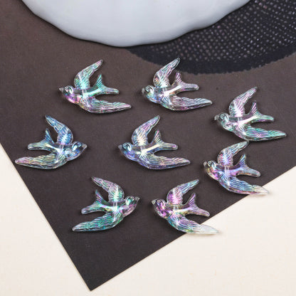 Plating Flying Bird Acrylic Beads 18mm Transparent 100pcs