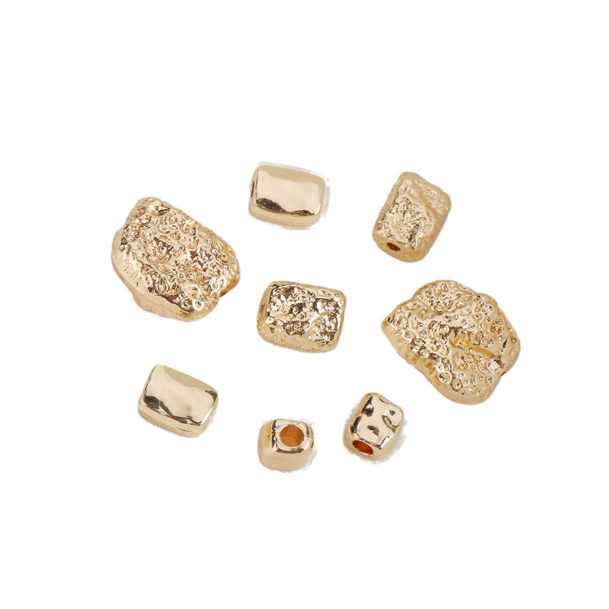 Irregular Stone Shaped Metal Beads Gold Tone 50pcs 5