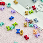 Cross Metal Beads 4x6mm Baking Painted Solid Color Zinc Alloy 20pcs