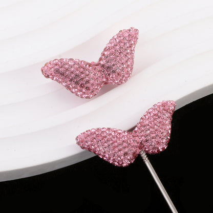 Polymer Clay Wing Rhinestone Beads 37mm Full Rhinestone Pave 6pcs 10