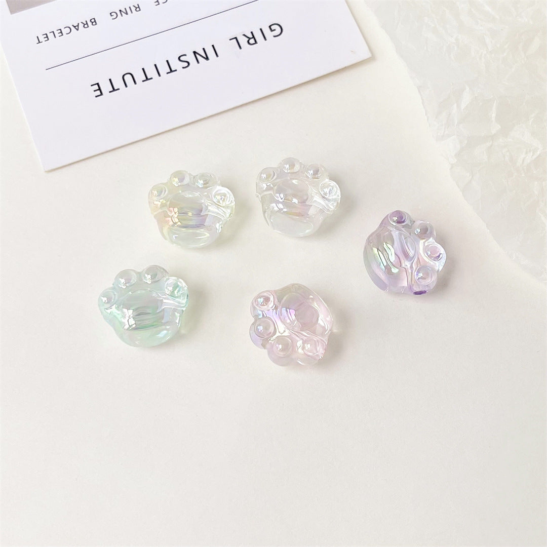 High Transparency UV Plating Cat Claw Acrylic Beads 18.5mm 100pcs