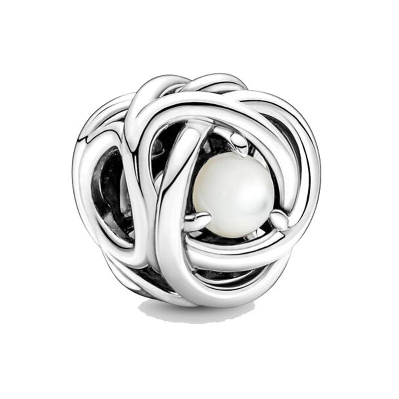 Ball Rhinestone Beads 10mm Birthstone Large Hole Silver Alloy 10pcs 7