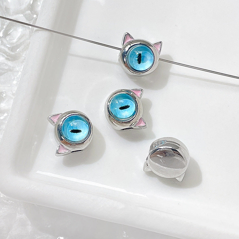Cat Eye and One-Eyed Beast Metal Beads 10mm Baking Painted 10pcs 8