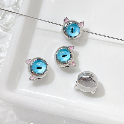 Cat Eye and One-Eyed Beast Metal Beads 10mm Baking Painted 10pcs 8