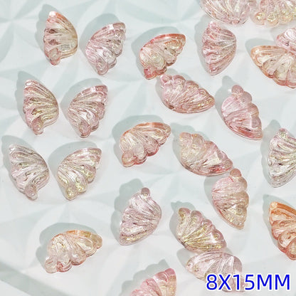 Iridescent Half Butterfly Wings Glass Beads 8x15mm 50pcs 8