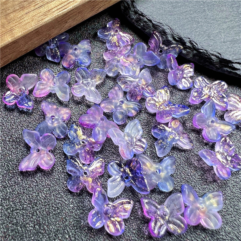Czech Glass Beads Butterfly 11mm Gradient Purple Blue Green 50pcs 4