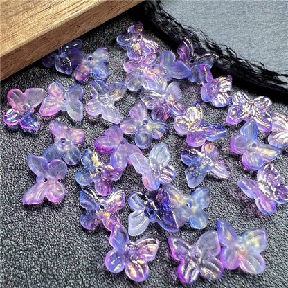 Czech Glass Beads Butterfly 11mm Gradient Purple Blue Green 50pcs 4