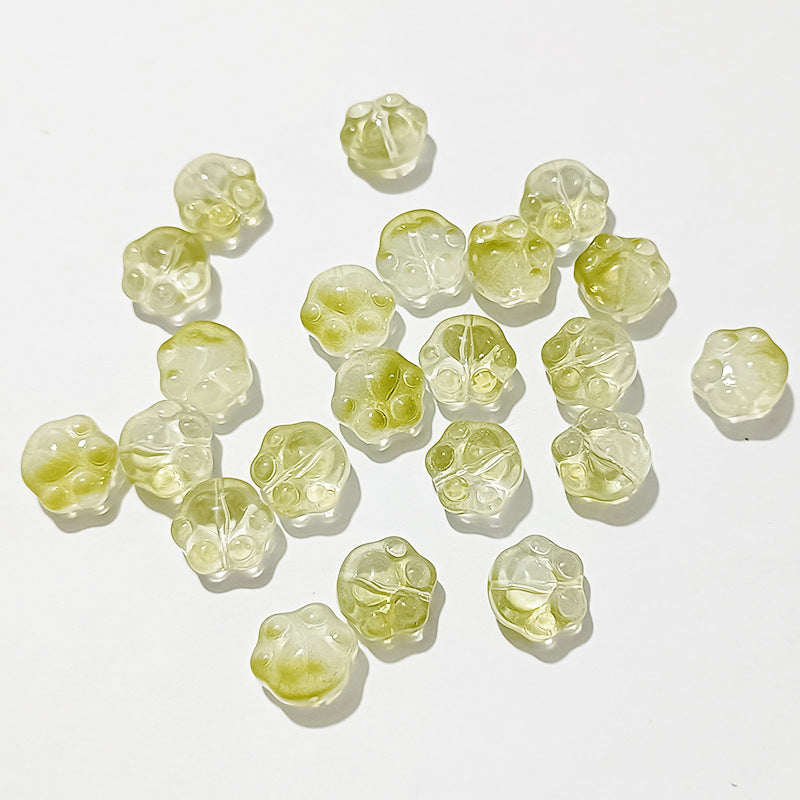 Vintage Cat Claw Glass Beads 15mm Glossy Translucent Colors 50pcs 17