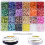 Transparent Bugle Glass Beads 6mm 24 Colors Mixed 9600pcs Box