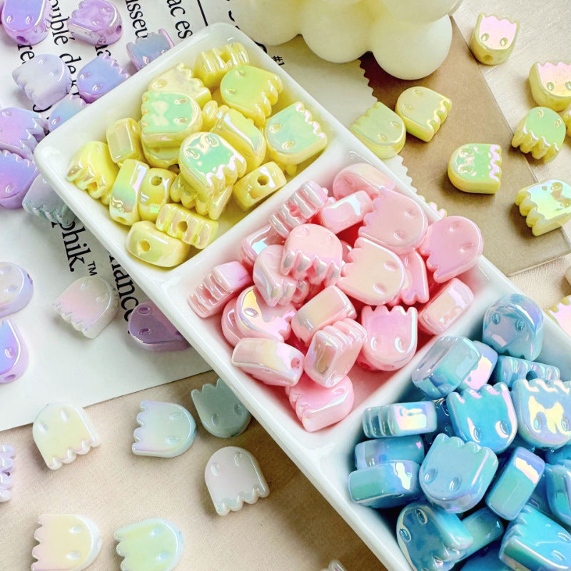 UV Plating Ghost Acrylic Flat Beads 14mm Candy Color 50pcs