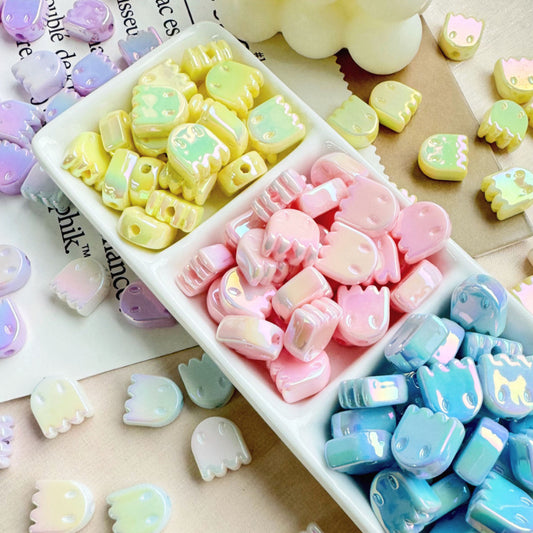 UV Plating Ghost Acrylic Flat Beads 14mm Candy Color 50pcs