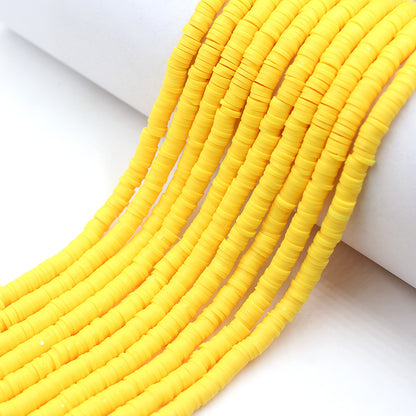 Flat Clay Beads 6mm Solid Color Smooth Polymer Disc 10strands 7