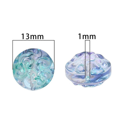 Transparent Floral Round Glass Beads 13mm Pastel Mixed 20pcs 4