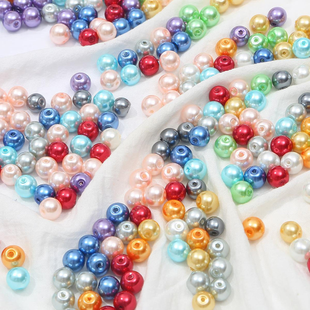 Pearl Round Glass Beads 10mm Luminous Mixed Colors 40pcs 4