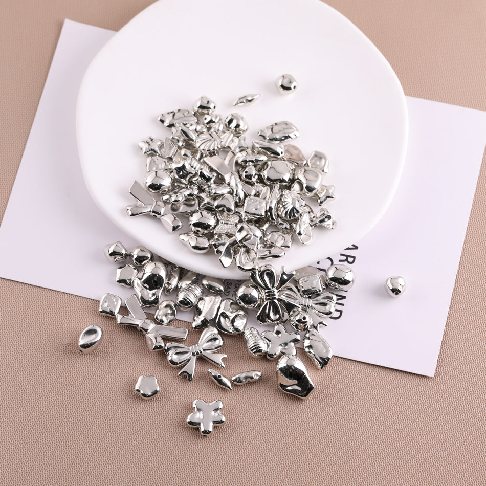 Silver Tone Irregular Shape CCB Plastic Beads 200pcs 2