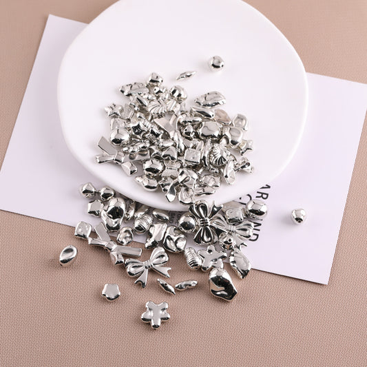 Silver Tone Irregular Shape CCB Plastic Beads 200pcs 2