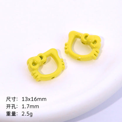 Hollow Kitty Metal Beads 16mm Painted Plating Alloy 20pcs 10