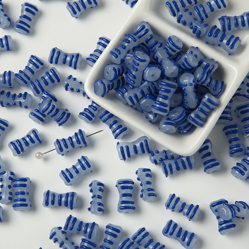 Handmade Matte Texture Bone Lampwork Glass Beads 16mm 10pcs 15