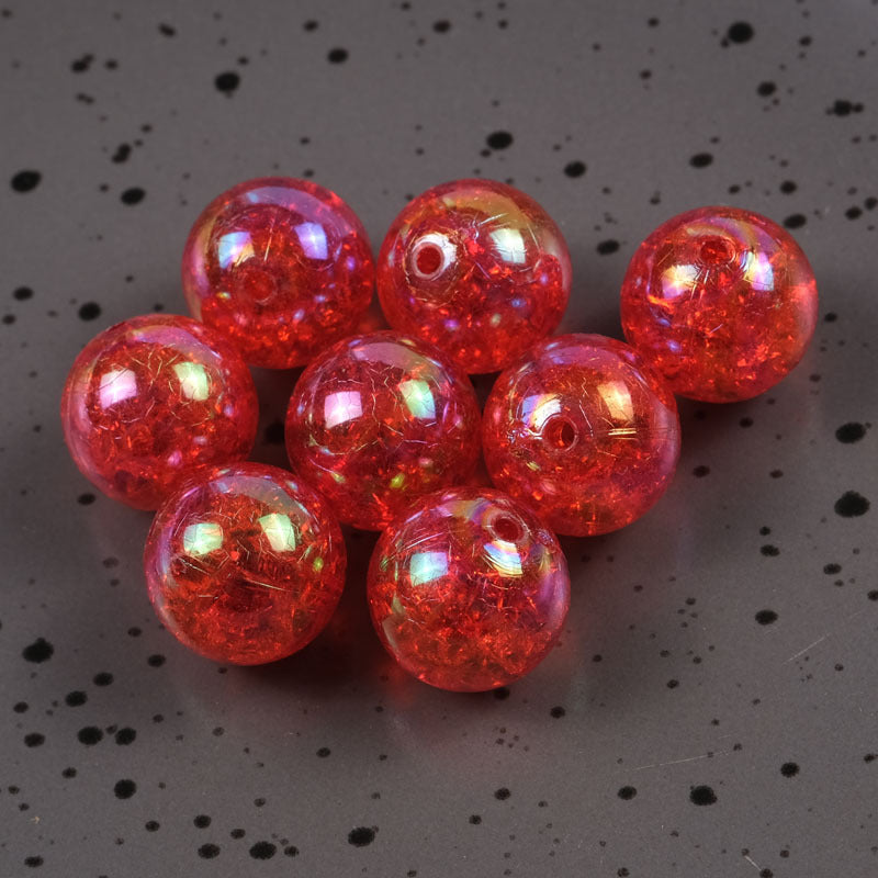 Plating Round Acrylic Beads 16mm AB Colored Crackle 100pcs 4