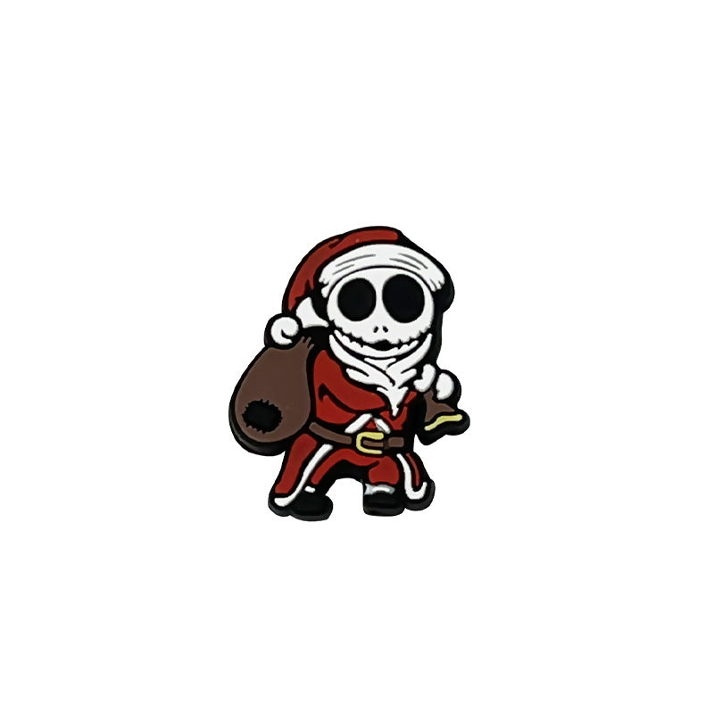 Silicone Focal Beads Christmas Skeleton Stitch With Santa Hats 20pcs 8