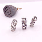 Tibetan Tube Metal Beads 9mm 26mm Antique Silver Pattern Zinc Alloy 50pcs 6